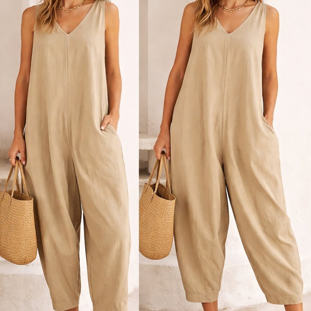 Chance Off Plus Size Beige Balloon Jumpsuit Italy Couture Garment One Size NWT